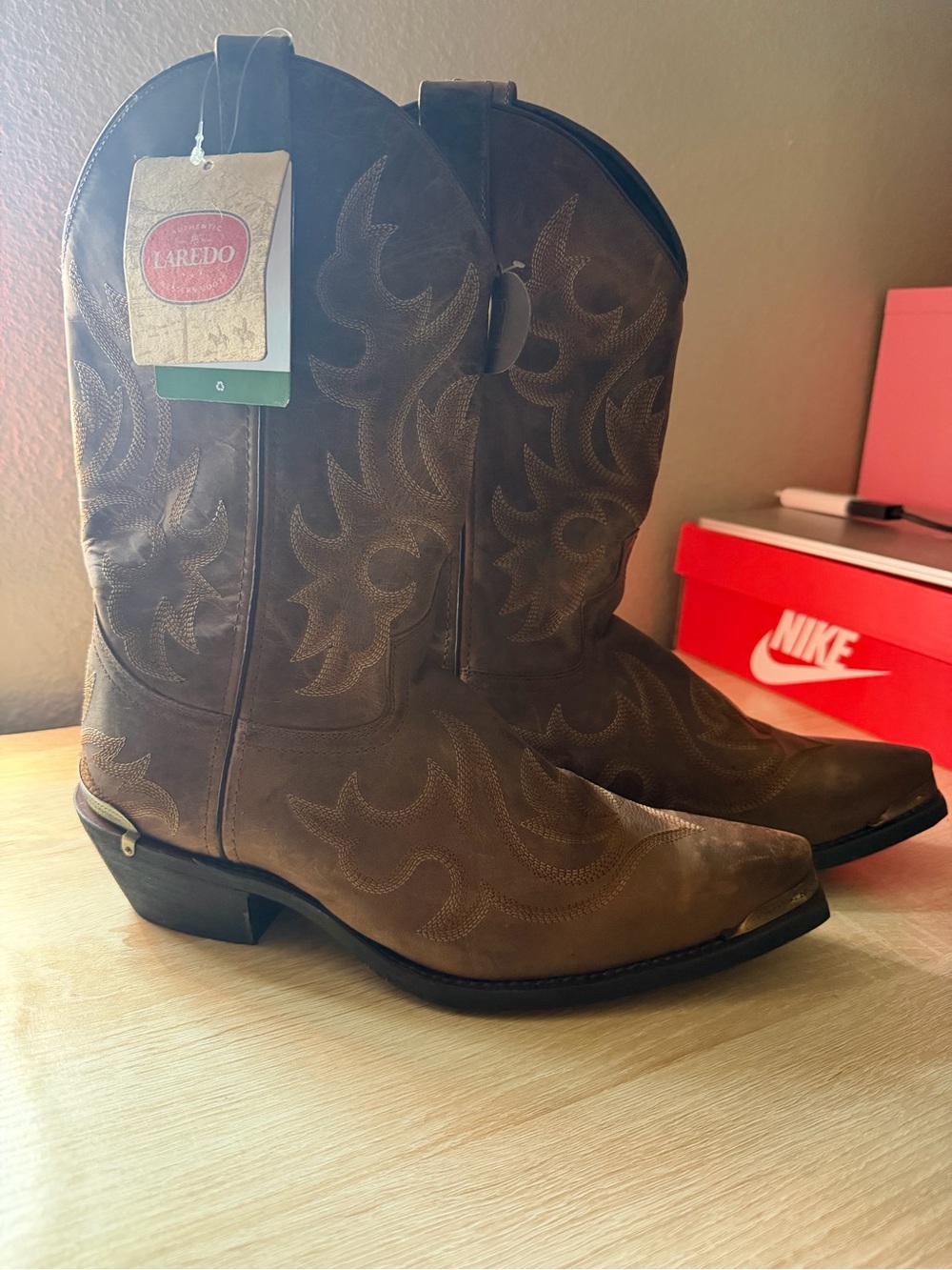 Laredo Brown Embroidered Western Cowboy Boots